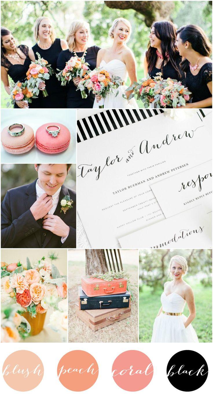 Свадьба - Blush   Peach   Coral   Black Wedding Inspiration