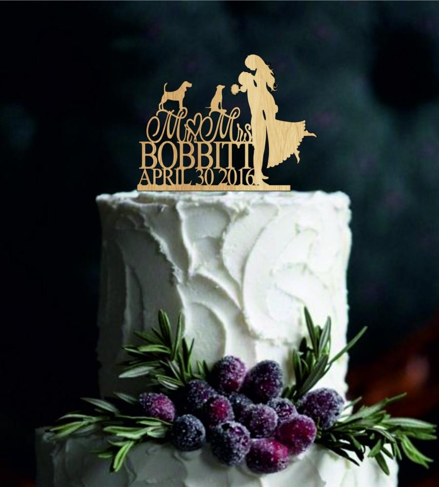 Wedding - Custom Wedding Cake Topper - Rustic Wedding Cake Topper - Mr and Mrs Cake Topper - personalized Silhouette cake topper - Labrodor Retriever