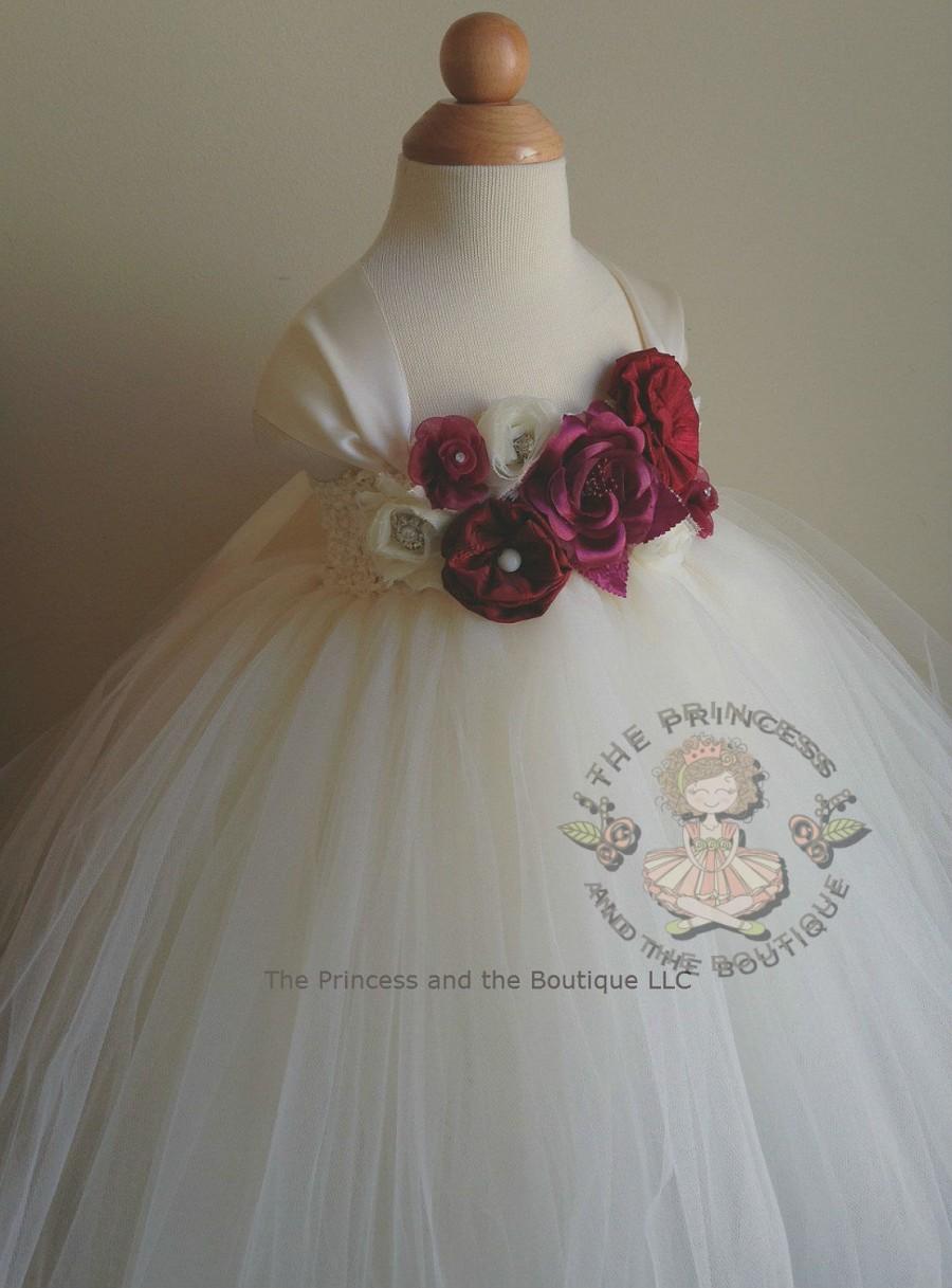 Hochzeit - flower girl dress burgundy, flower girl dress tulle, flower girl dress lace, flower girl dress maroon, flower girl dress ivory, tutu dress