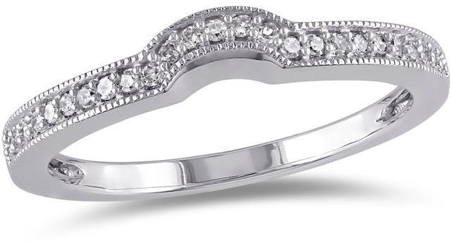 زفاف - Julie Leah 1/6 CT TW Diamond 10K Polished White Gold Wedding Ring Band