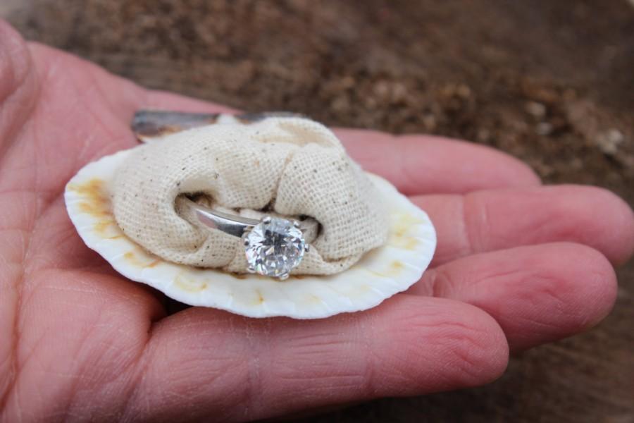Wedding - Nautical Engagement Ring Box, Beach Proposal, Sea Shell, Organic, Unique, Natural, Engagement Gift, Shell Ring Dish, Shell Ring Holder