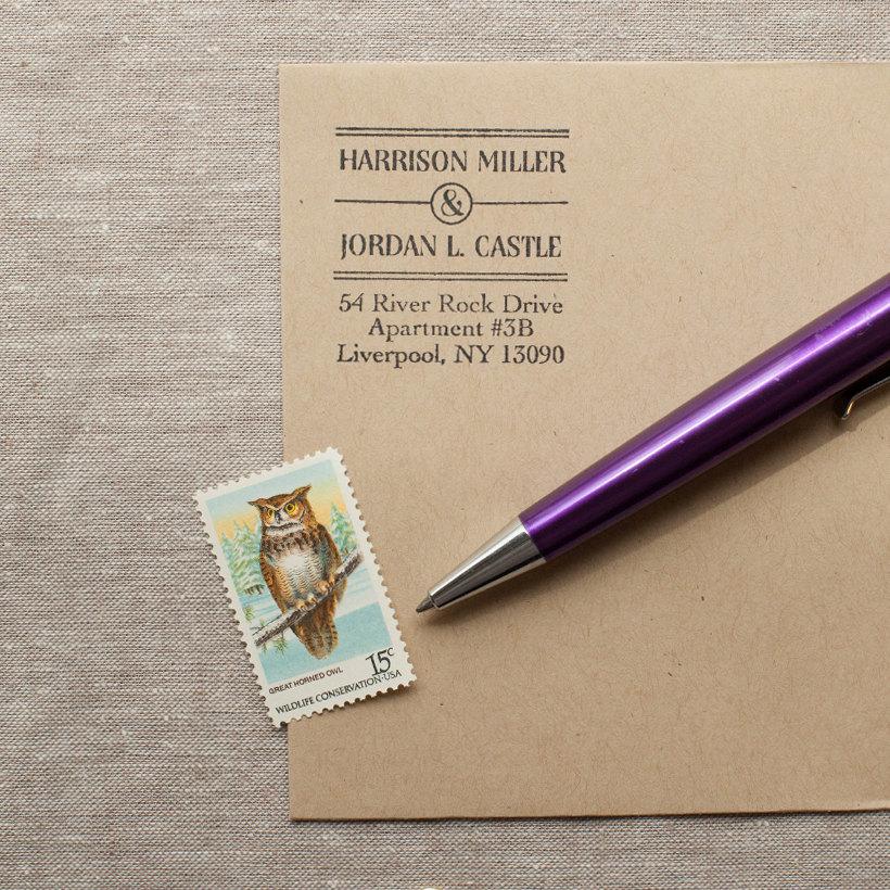 Свадьба - Self Inking Return Address Stamp ART DECO Design Interchangeable custom stamp - personalized wedding stamp