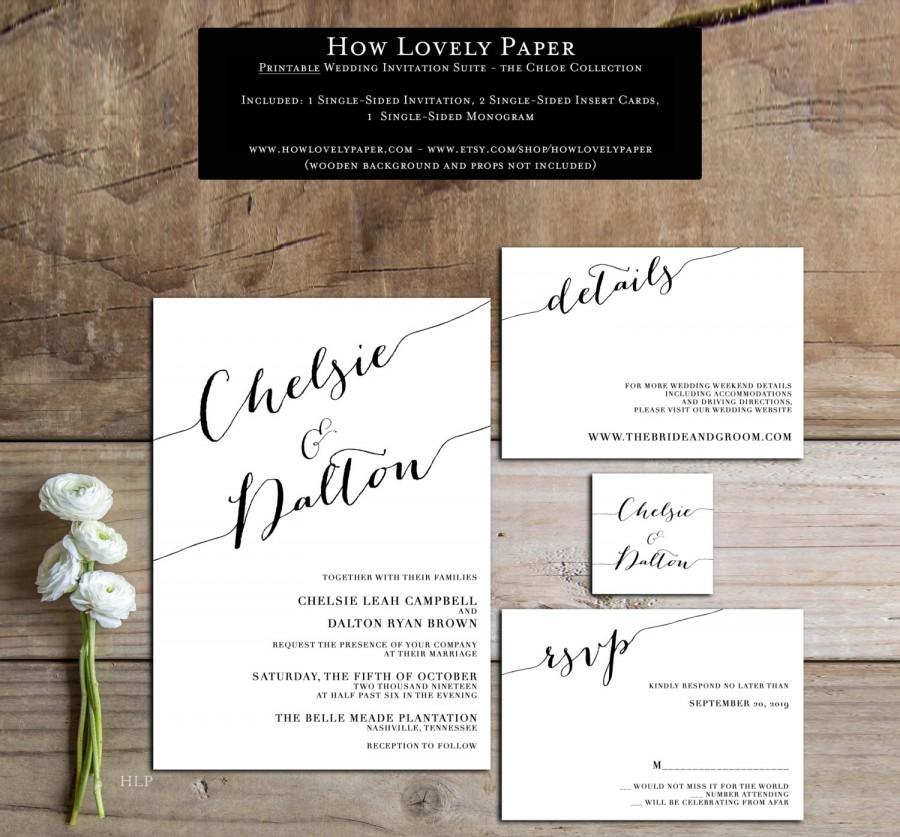 Hochzeit - Printable Wedding Invitation Suite - the Chloe Collection