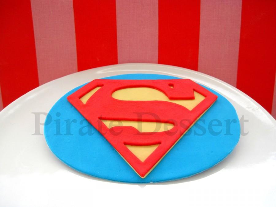 Wedding - Edible Cake Topper - SUPERMAN LOGO - Man of Steel - Justice League - SUPERHERO cake Topper - Super Man Cake - Fondant cake topper (1 piece)
