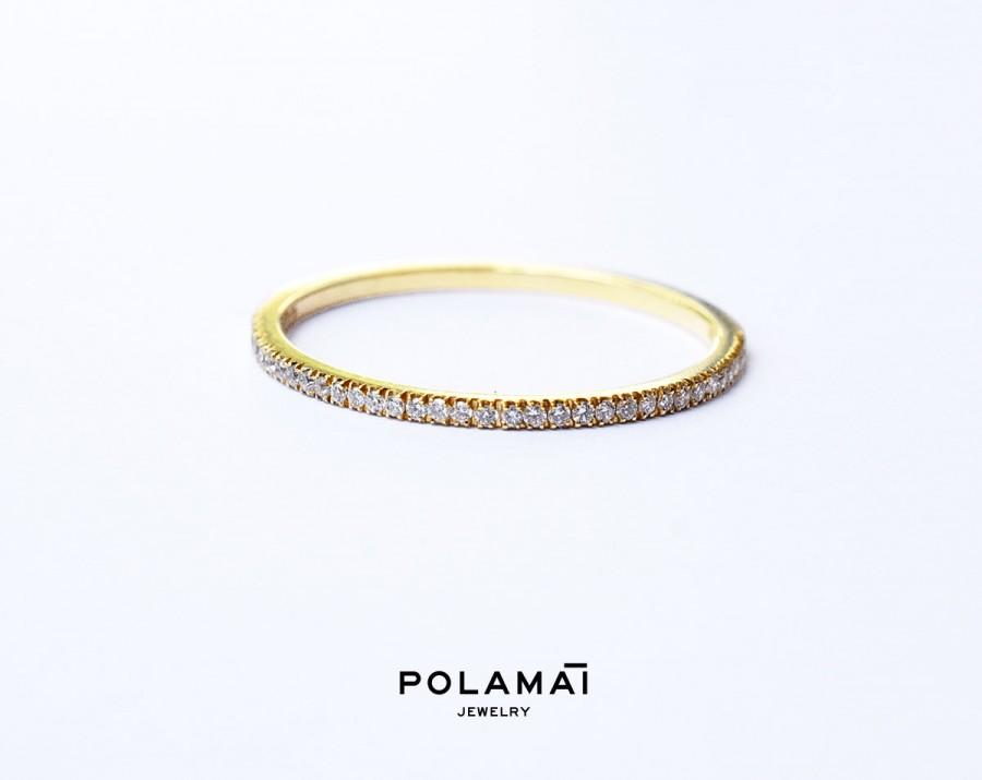 Свадьба - Diamond Eternity Ring 1.2mm 18k . Micro Pave Eternity Ring . Full Eternity . Wedding Band . Thin Diamond Ring. Yellow White Rose Gold