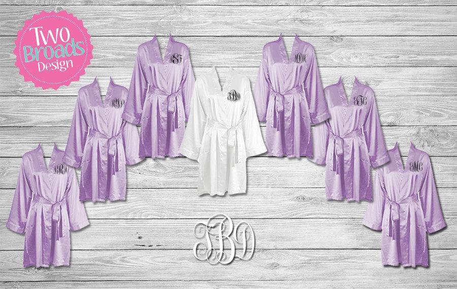 Hochzeit - Silk Satin Robes, Wedding Robes, FREE ROBE Set of 7 or MORE Robes,  Bridesmaid Satin Robes, Kimono Robe, Plus Size Robe, Lavender Robes