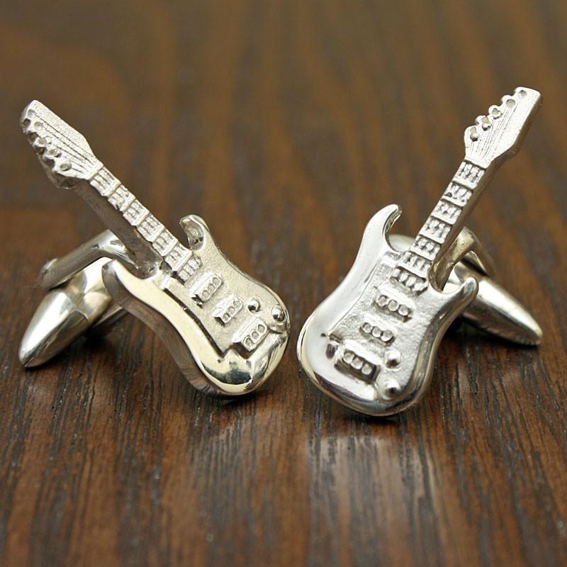 Wedding - Rock Guitar Cufflinks, Sterling Silver, Handcrafted