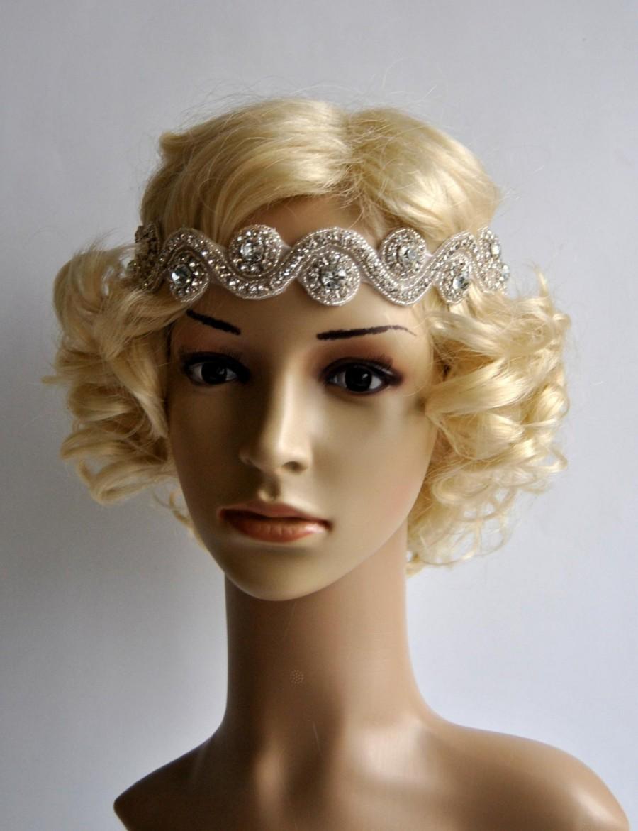 Hochzeit - Rhinestone Headband, Wedding Headband, Wedding Bridal Headpiece, Headpiece, 1920s Flapper great gatsby headband