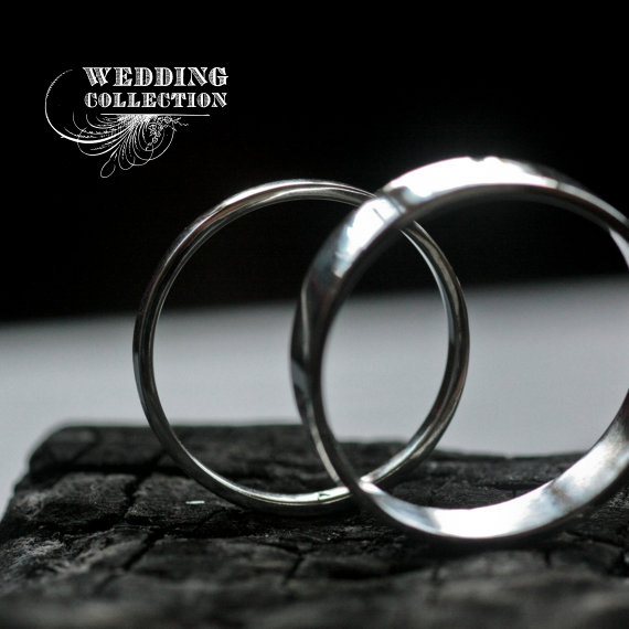 Wedding - Recycled Platinum Wedding Bands Simple and Polished