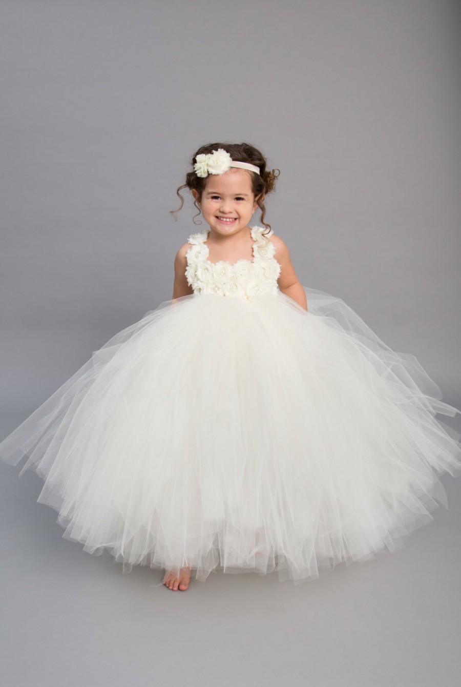 زفاف - Flower girl dress - Tulle flower girl dress - Ivory Dress - Tulle dress-Infant/Toddler - Pageant dress - Princess dress - Ivory flower dress