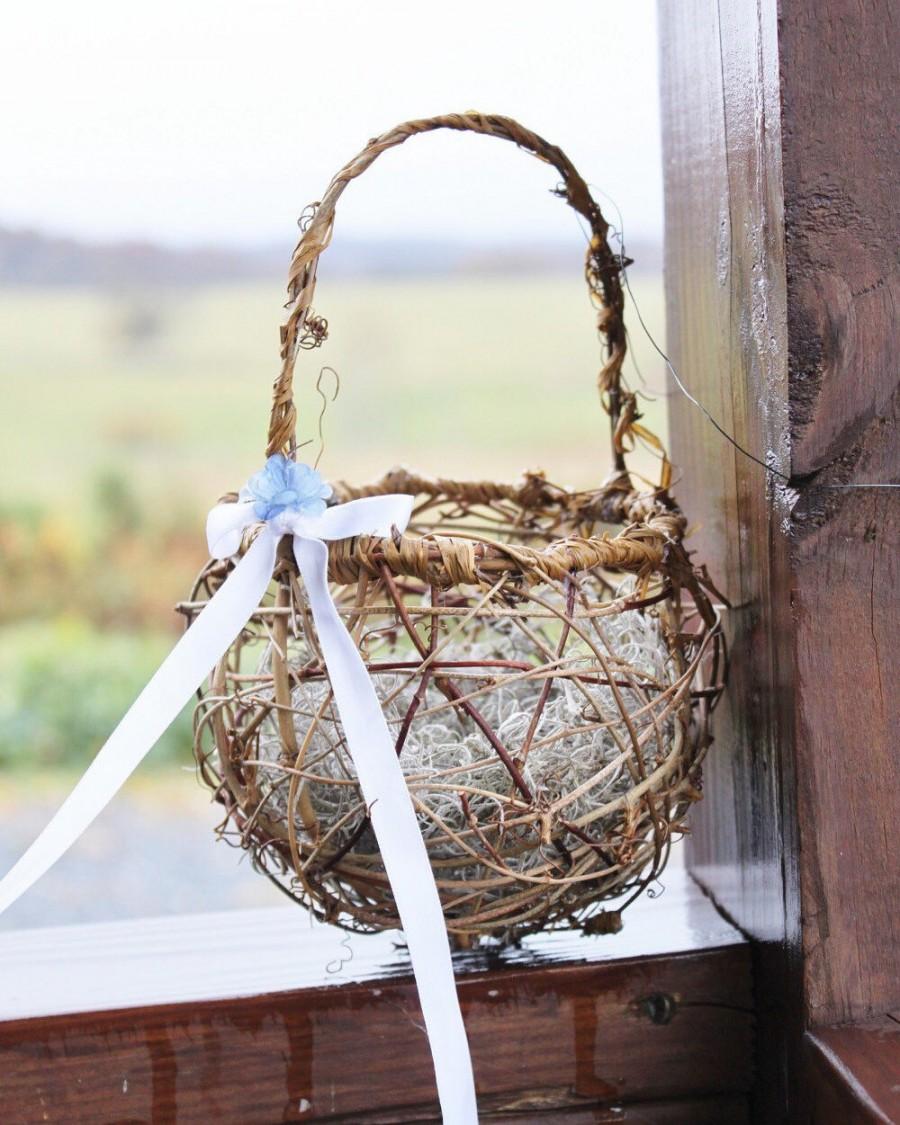 Свадьба - Rustic Twig Flower Girl Basket