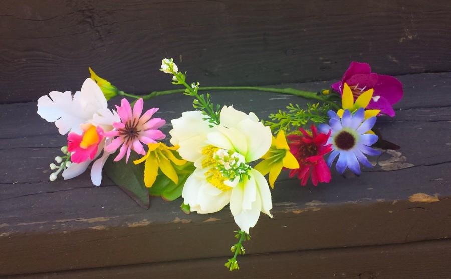 Wedding - Wildflower Flower Crown Headband Boho Festival Floral Hair Wreath Halo