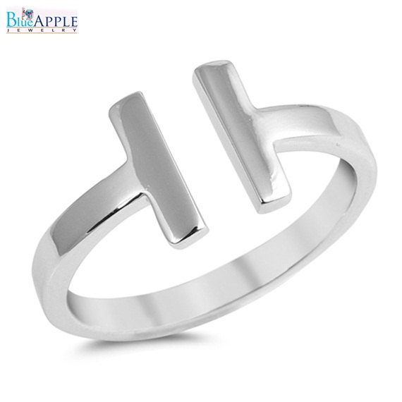 Свадьба - Bypass Double Sideways T Wire Ring 925 Sterling Silver Simple 9mm Plain Ring Band For Ring Fashion Jewelry Gift Celebrity Inspired Jewelry