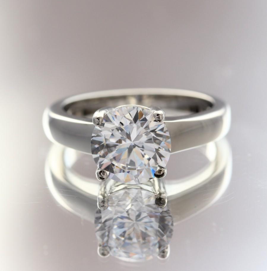 زفاف - Solitaire  2ct Lab Diamond ring in Titanium or White Gold - engagement ring - wedding ring - handmade ring