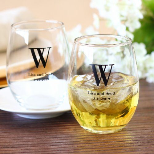 Wedding - Personalized Bridal Stemless Wine Glasses
