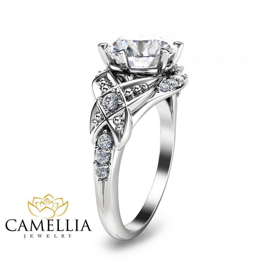 Wedding - 14K White Gold Engagement Ring-Diamond Engagement Ring-2ct. Diamond Engagement Ring