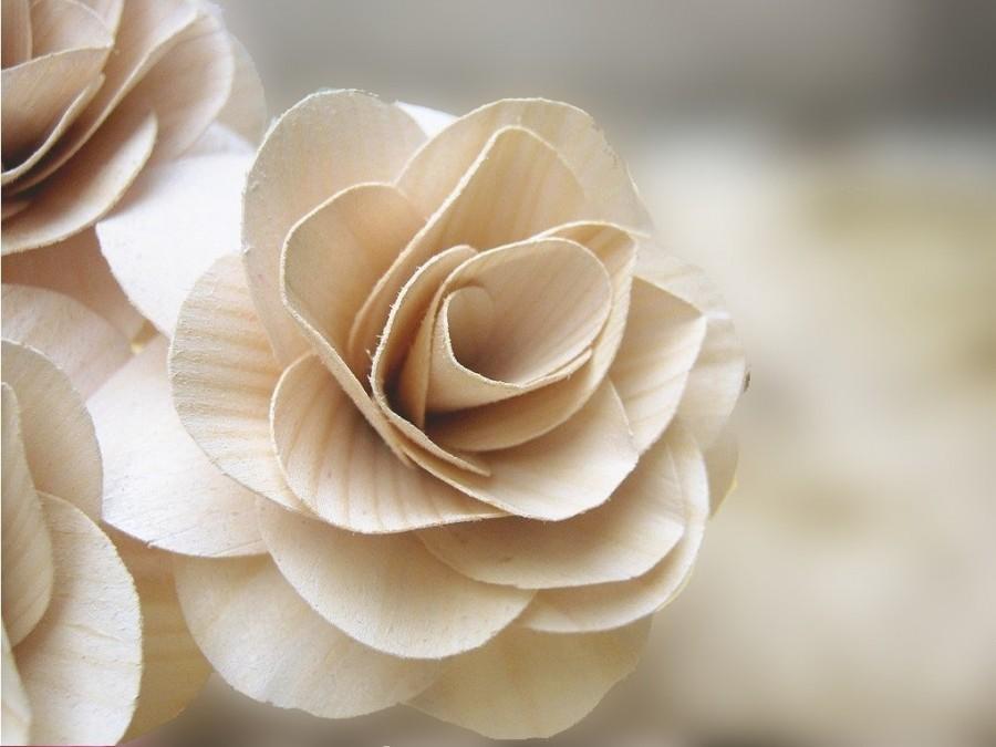 زفاف - 150  Pcs Creamy White Birch Wood Roses for Weddings, Home Decorations, Scrapbooking and Floral Arrangements