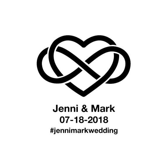 زفاف - Wedding Tattoo - Infinity Heart with Hashtag & Date Bulk Packages