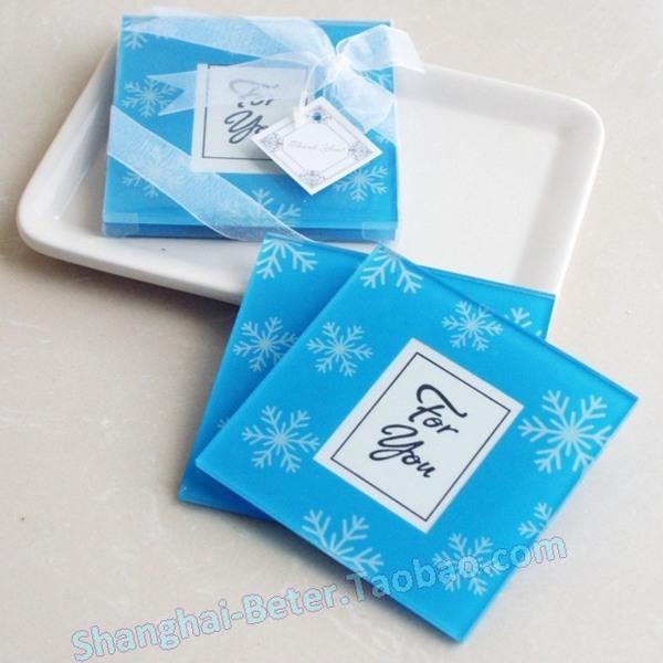 Свадьба - 单身淑女派对 餐桌布置 创意婚礼小礼物BD037蓝色雪花小相框杯垫