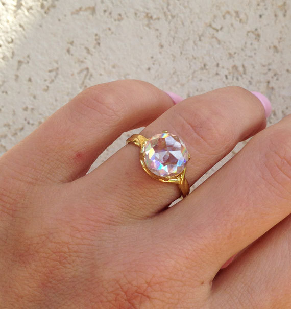 Wedding - 20% off-SALE!!! Clear Quartz Ring - April Birthstone Ring - Gold Ring - Gemstone Ring - Birthstone Rings - Promise Ring - Vintage Band