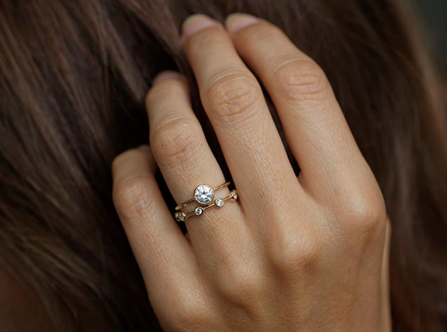 زفاف - Solitaire Diamond Engagement Ring, Simple Engagement Ring, Round Diamond Ring, Yellow Gold Diamond Ring, 18k Gold Engagement Ring