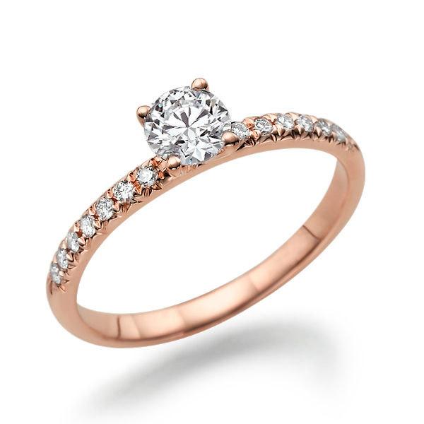 زفاف - Unique Moissanite Engagement Ring, 14K Rose Gold Ring Accented Promise Ring, 0.64 TCW Forever Brilliant Moissanite