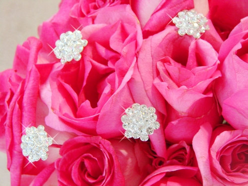 Hochzeit - Crystal Cluster Flower Bouquet Swirl Jewelry (Set of 4)