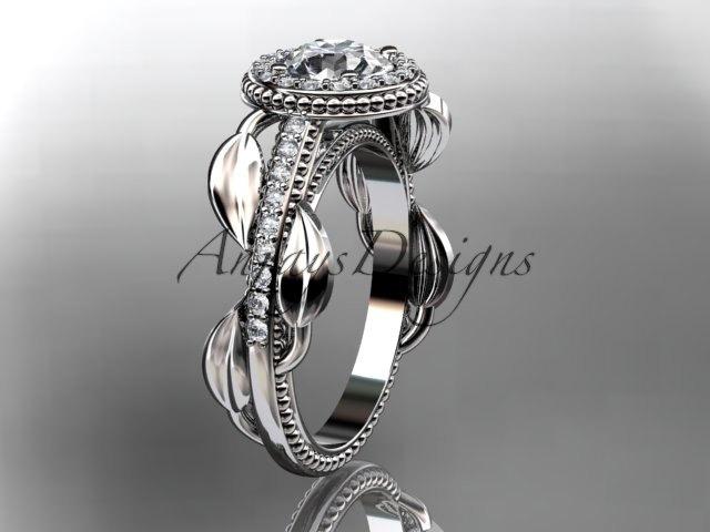 زفاف - Platinum diamond unique engagement ring,wedding ring ADLR229