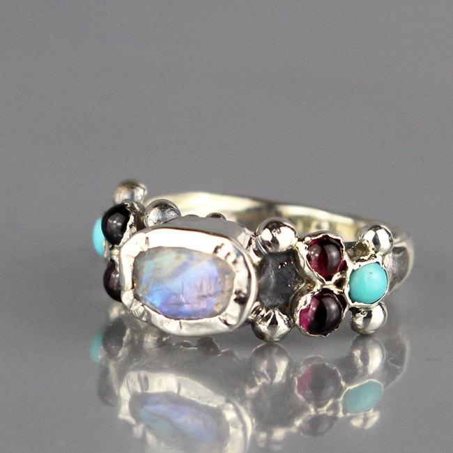 زفاف - Gemstone Engagement Ring, Caterina Ring, Sterling Silver Engagement Ring, Wedding Ring, Gemstone Ring, Engagement Ring, Rainbow Moonstone