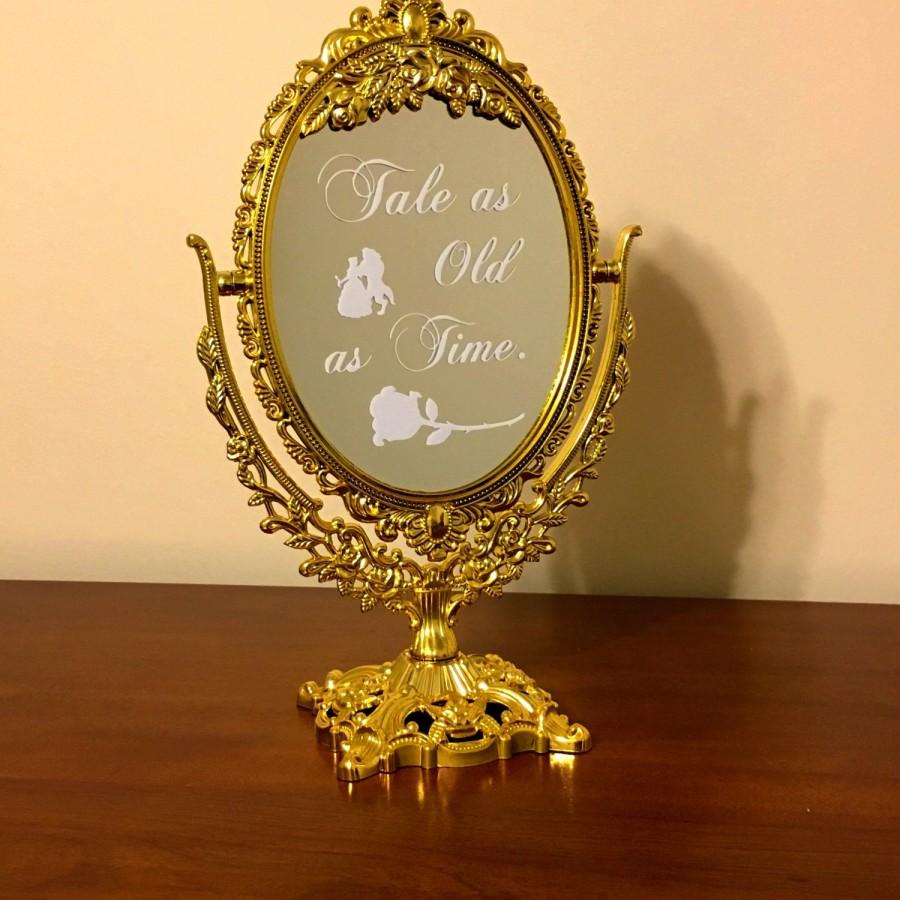 زفاف - Tale as old as time/Disney mirror sign/Beauty and the Beast welcome mirror sign