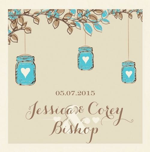 Wedding - Personalized Cocktail Monogram Beverage Napkins Wedding Party Mason Jar Rustic Fall Country You choose Text Color and MASON JAR COLORS!