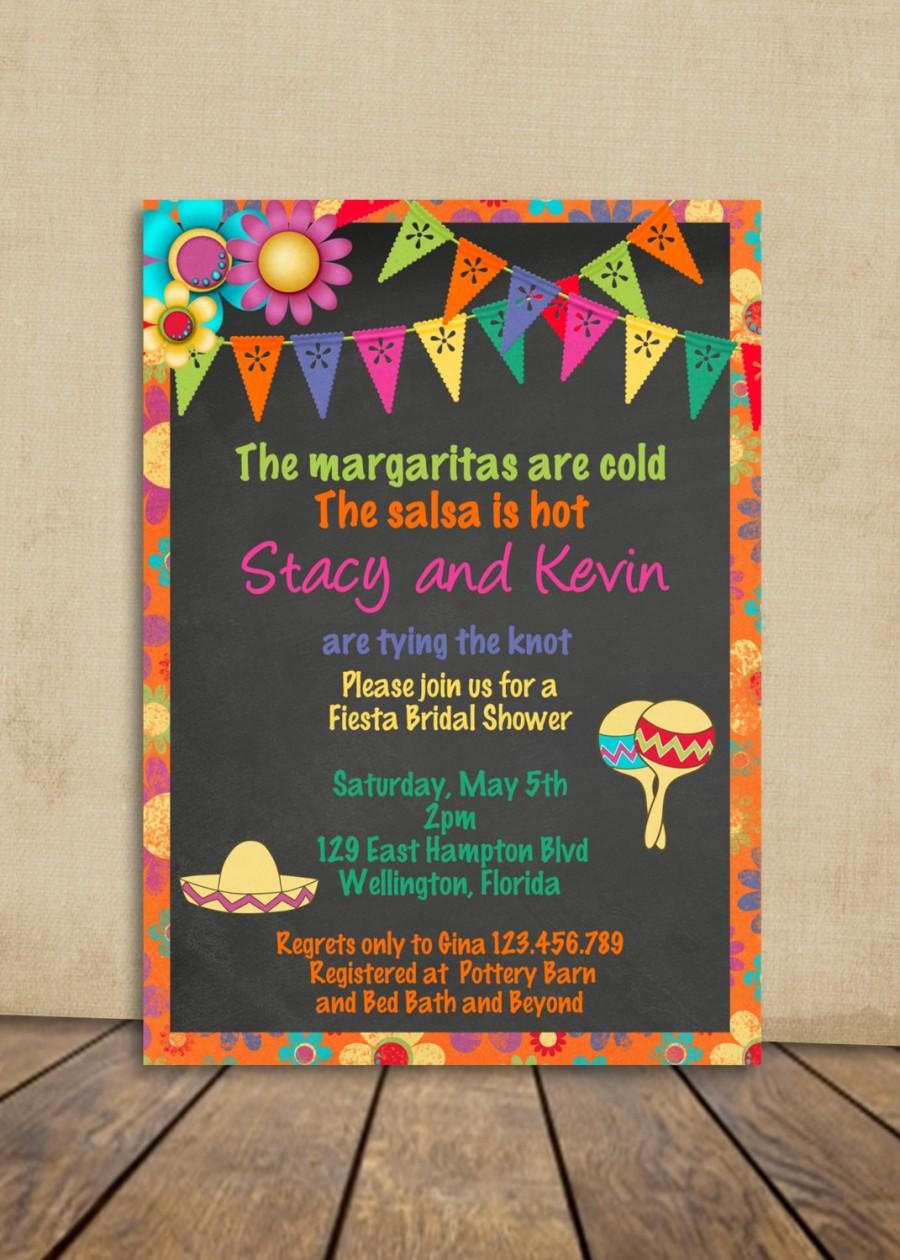 Mexican Fiesta Bridal Shower Invitation Chalkboard And Bright Colors Wedding Shower Custom 3615