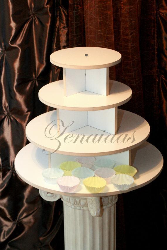 زفاف - White Melamine Cupcake Stand 65 Cupcakes 4 Tier Round Threaded Rod and Freestanding Style Stand Birthday Stand DIY Project