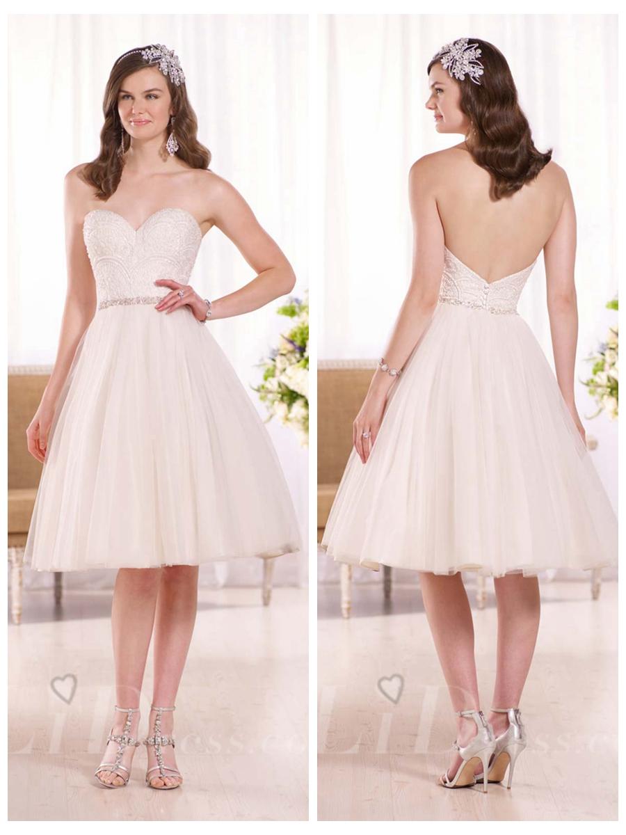 زفاف - Dreamy Knee-length Sweetheart Wedding Dress