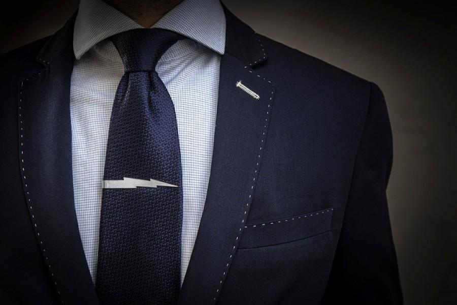 زفاف - Flash tie clip - sterling silver tie bar engraved with hidden message on the back