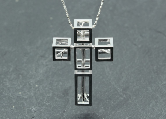 زفاف - Salvador Dali Tree in cross necklace, Dali cross jewellery, silver cross necklace, 3D printed, free shipping
