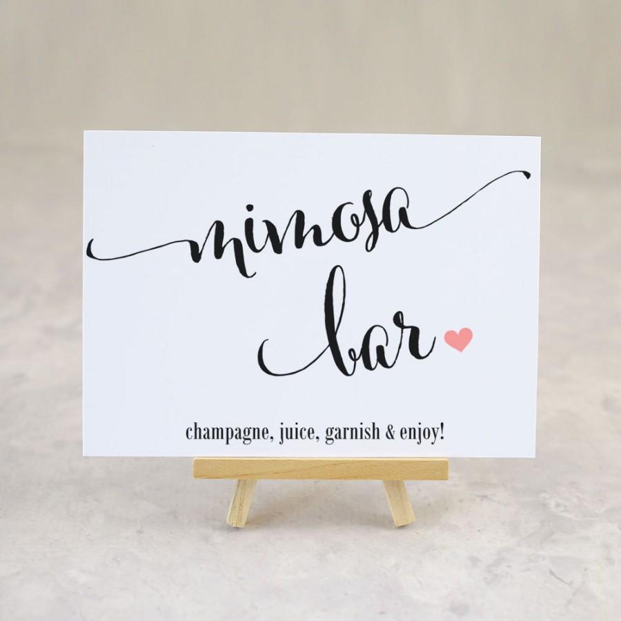 Mariage - Mimosa Bar Sign, Wedding Sign, Party Signage, Bridal Shower Decoration, Bar Sign, Printed Sign, - Size 5 x 7 (A7SIGN - CAN)