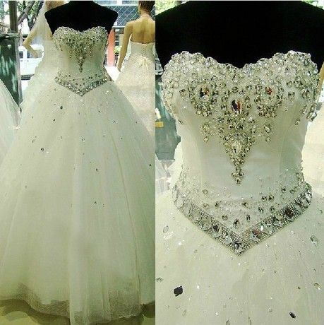 زفاف - Tube Top Bandage Floor-length Rhinestone Wedding Dress