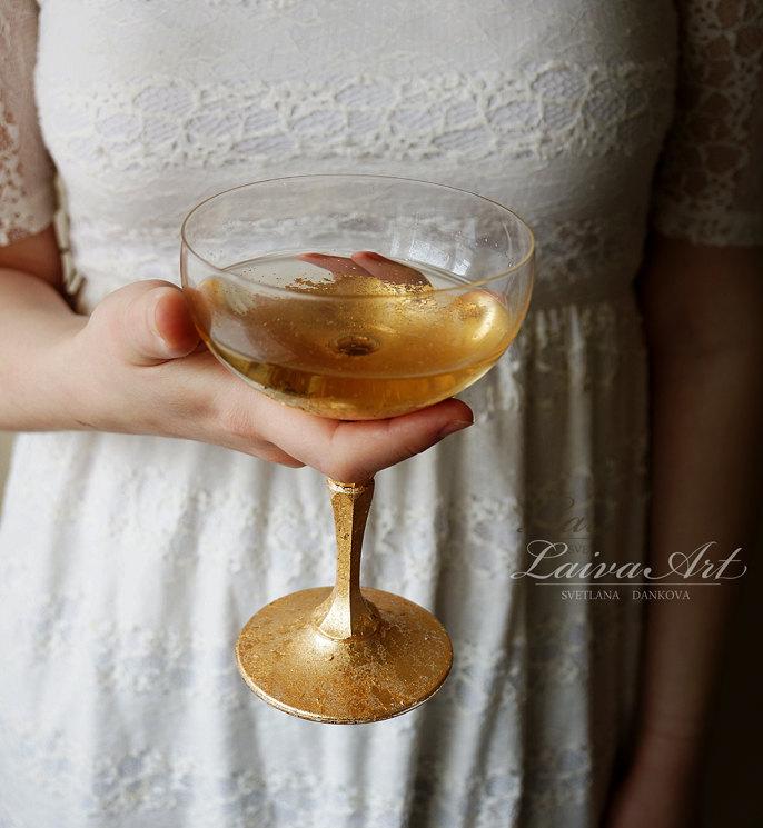 Hochzeit - Gold Wedding Champagne Flutes Wedding Champagne Glasses Gatsby Style Wedding Toasting Flutes Gold Wedding