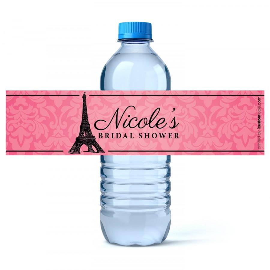 Paris Bridal Shower Water Bottle Label Personalized Water Labels