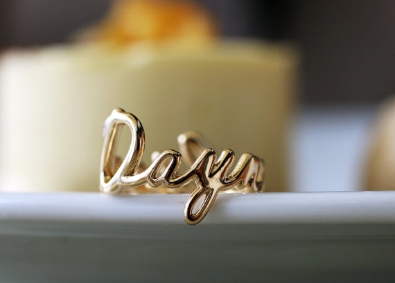 Hochzeit - 18k Solid Gold Personalized Name Ring, Custom Name Ring, Custom Jewelry, unique gift ideas, free shipping