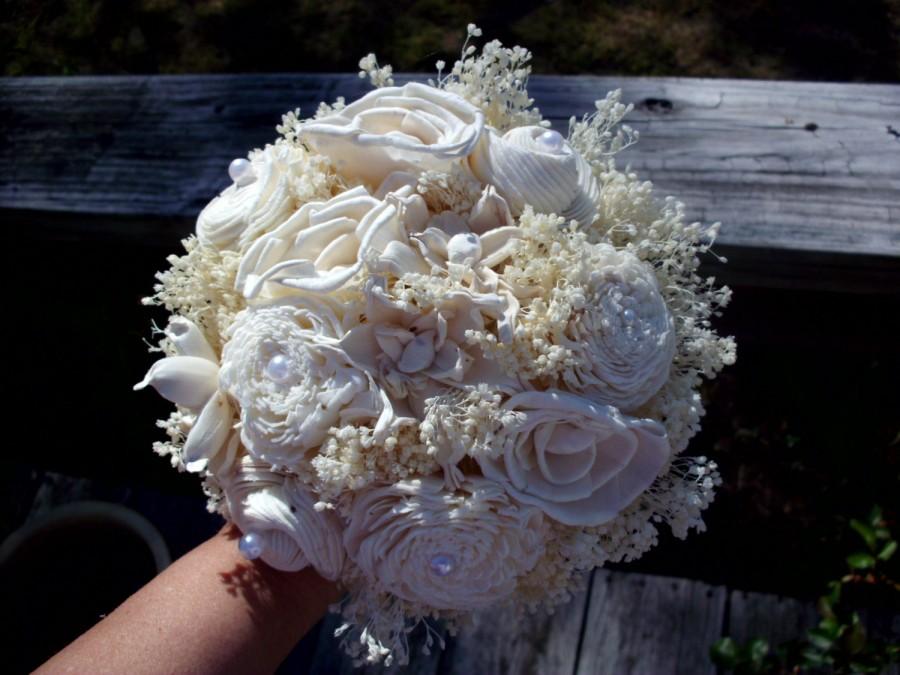 Wedding - Rustic Bridesmaid bouquet, rustic wedding, sola flower bouquet, small bouquet, keepsake bouquet,burlap bouquet,beach wedding,country wedding