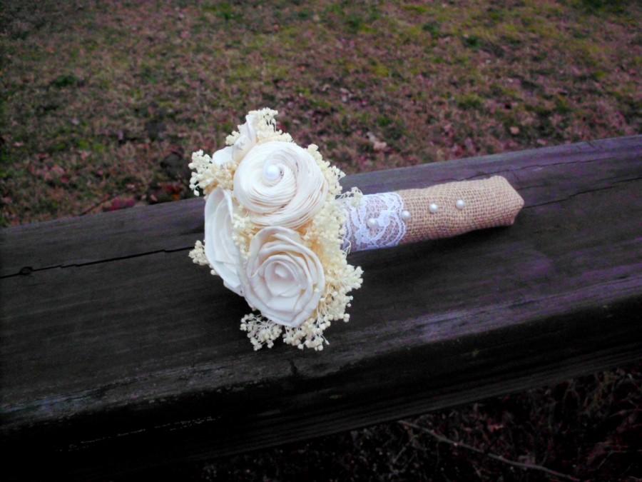 Mariage - Rustic tossing bouquet extra small bouquet sola flower bouquet flower girl bouquet mother's bouquet wedding decorations wedding accessories