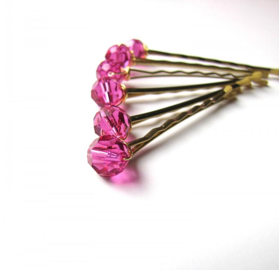 Hochzeit - Radiant Orchid Hair Pins Crystal