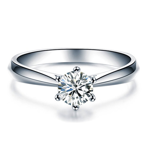 Wedding - Round Shape Solitaire Diamond Engagement Ring 14k White Gold or Yellow Gold Art Deco Diamond Ring