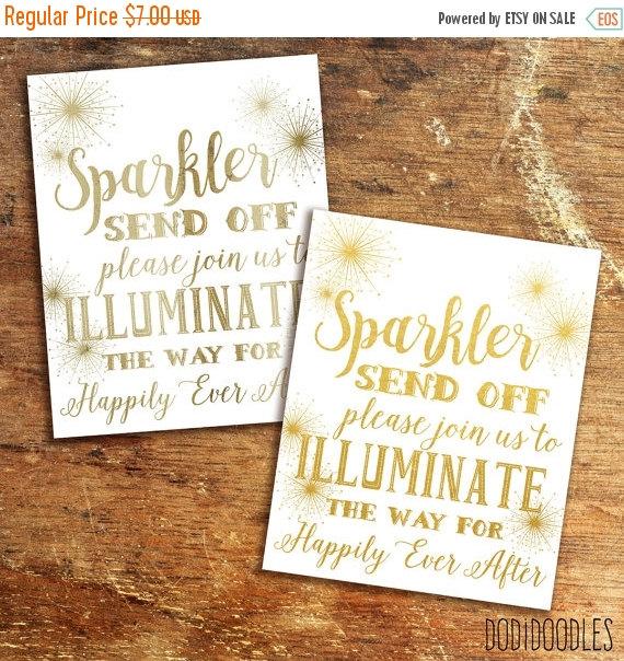 Wedding - 70% OFF THRU 5/7 Wedding Signs, Sparkler Send Off, Please Illuminate the Way, Wedding Reception 8x10 Printable, Includes Two Colors, gold we