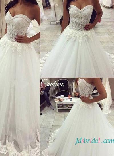 Mariage - H1602 fantasy princess tulle wedding dress with sweetheart neck