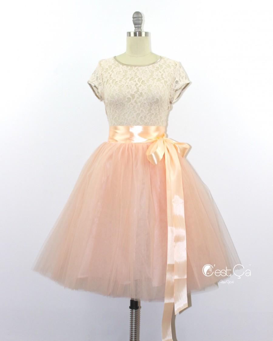 Hochzeit - Ciara Nude Pink Tulle Skirt - C'est Ça New York
