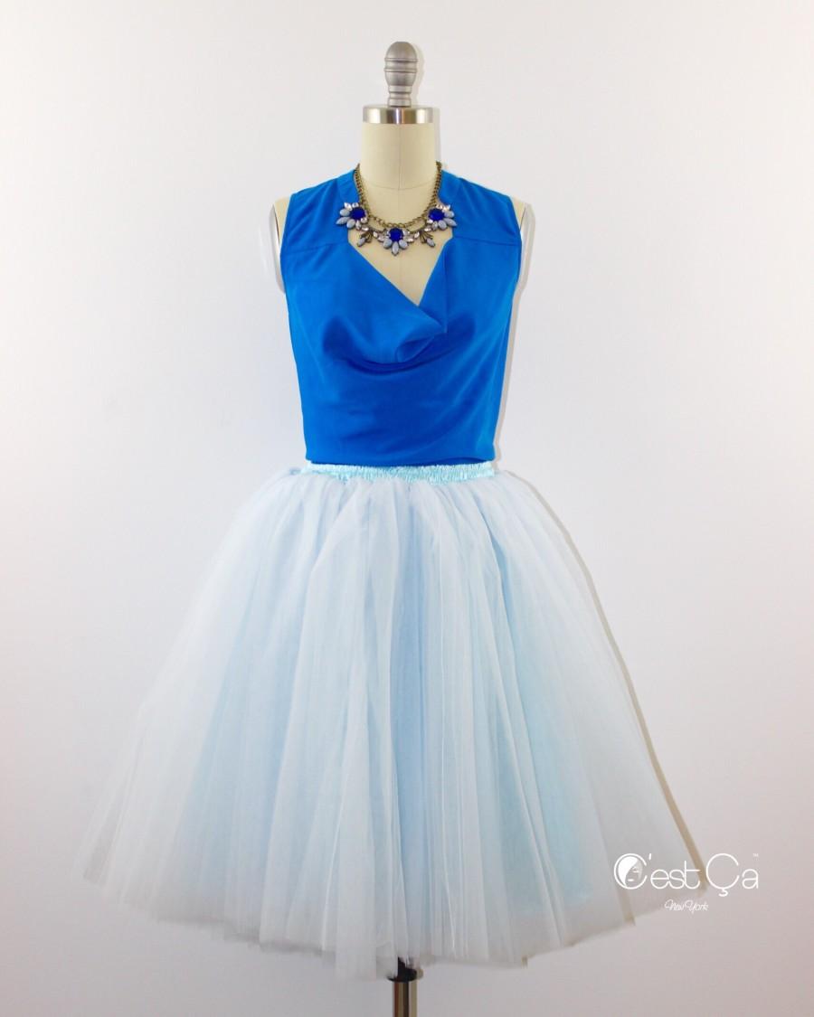 زفاف - Clarisa Baby Blue Tulle Skirt - Midi - C'est Ça New York