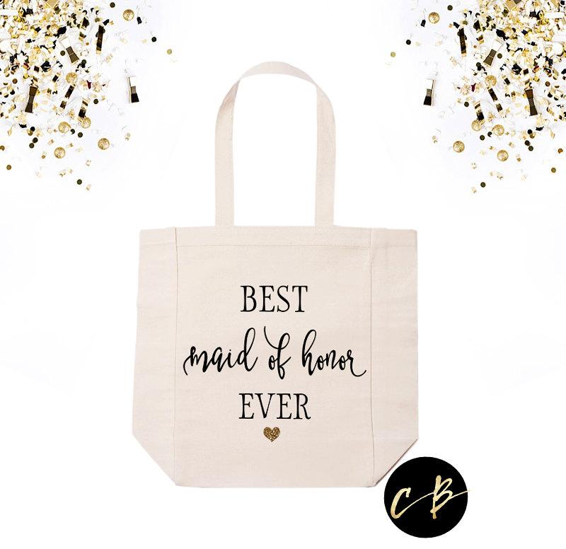 Свадьба - Best Maid Of Honor Ever Tote Bag / Maid Of Honor Tote Bag / Wedding Tote / Bridal Party Gifts / Bridesmaids' Gifts // BMOH01